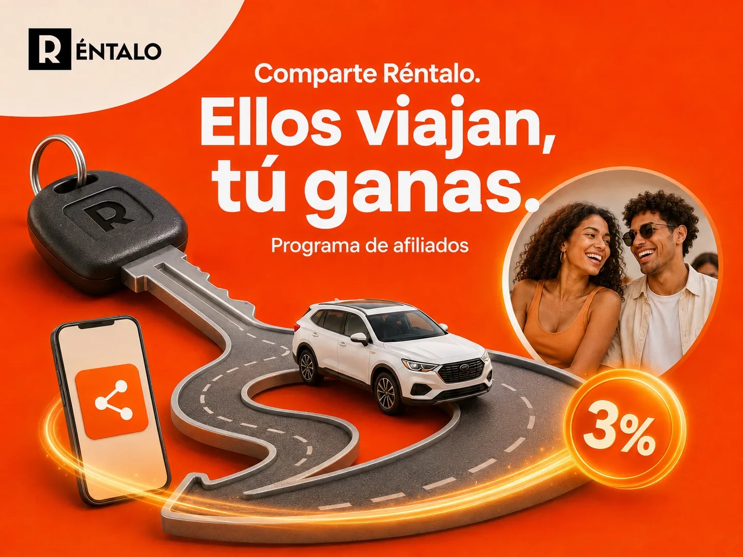 Comparte Réntalo. Ellos viajan, tú ganas.